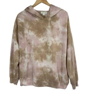 Treasure & Bond Pink and Brown Tie-Dye Hoodie